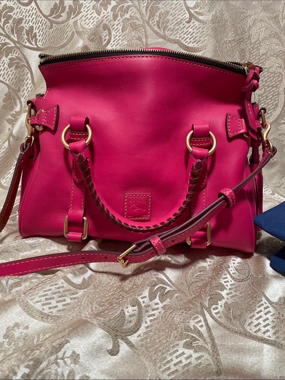 Dooney & Bourke Fuchsia Leather Satchel with Gold Hardware - Picture 7 of 12